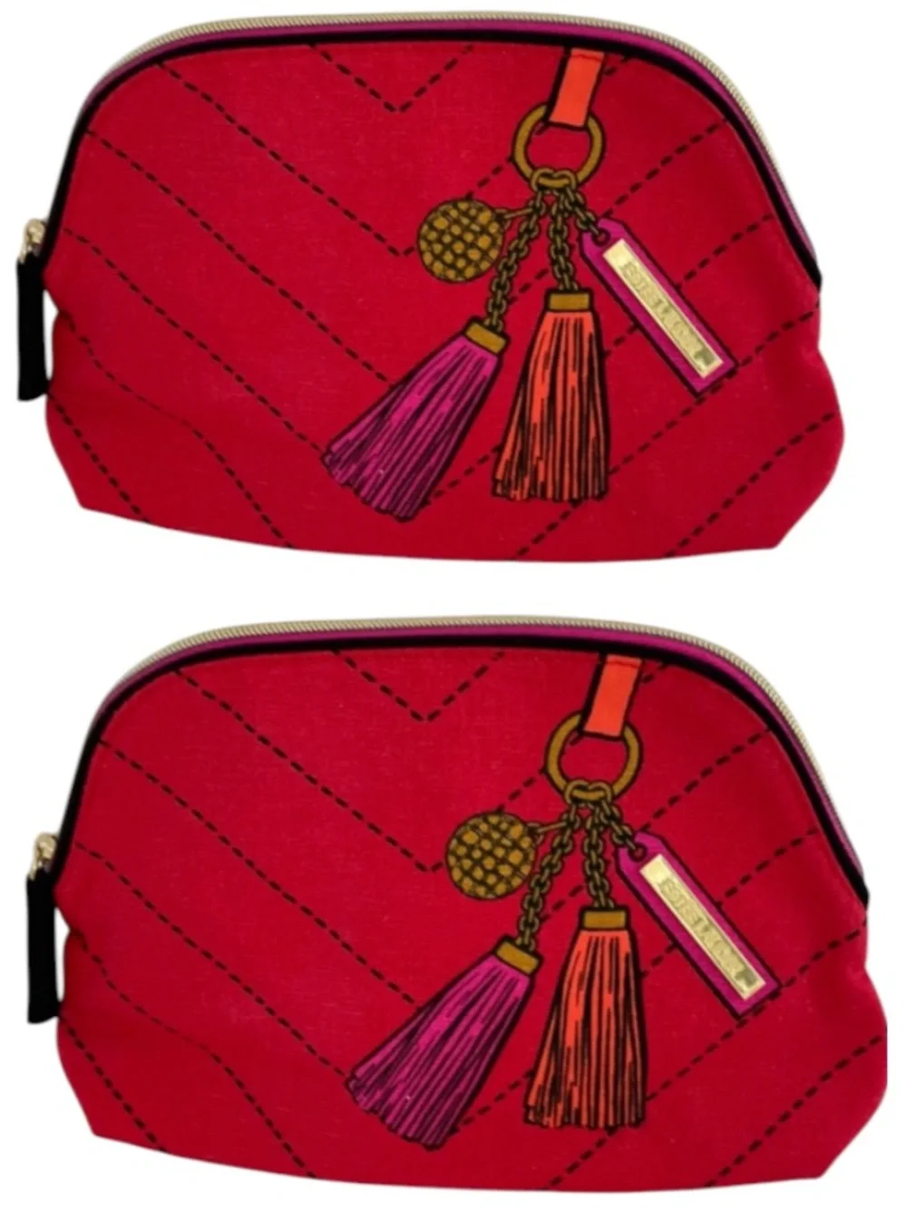 RARE Estée Lauder Beauty Illusion Makeup Bag Set 2 Pc Red Tassel Limited Edition